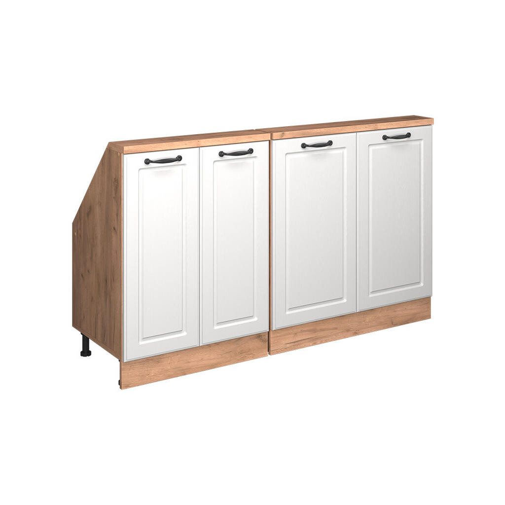 Vicco KUCHYŇSKÁ SKŘÍŇKA POD ŠIKMOU STŘECHU R-Line Bílý venkovský dům 140 cm Sada 2 kusů