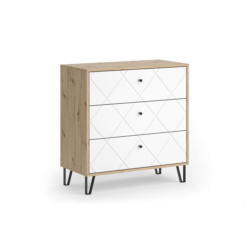 Vicco KREDENC Nizza Řemeslný dub 80.2 x 82.6 cm se 3 zásuvkami