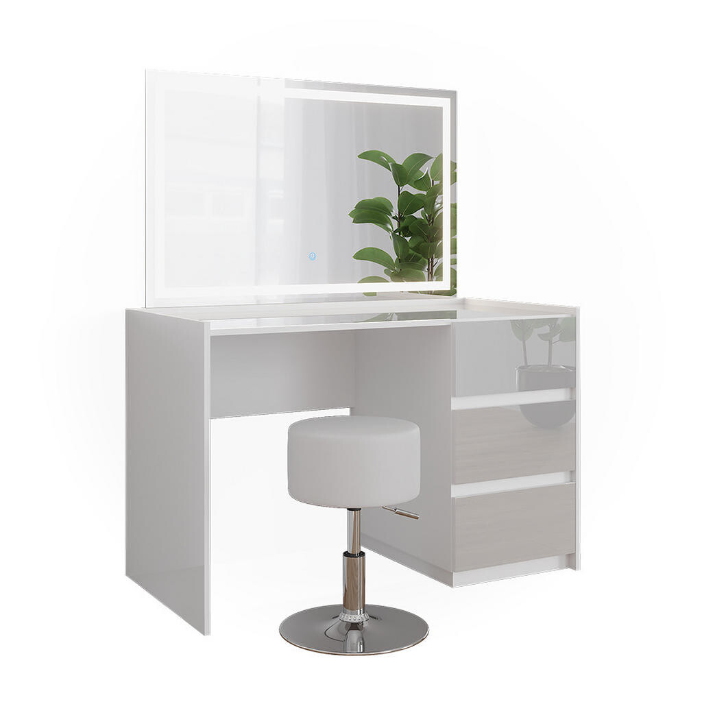 Vicco TOALETNÍ STOLEK Marla Bílá vysoký lesk 120 cm se zrcadlem LED a stoličkou