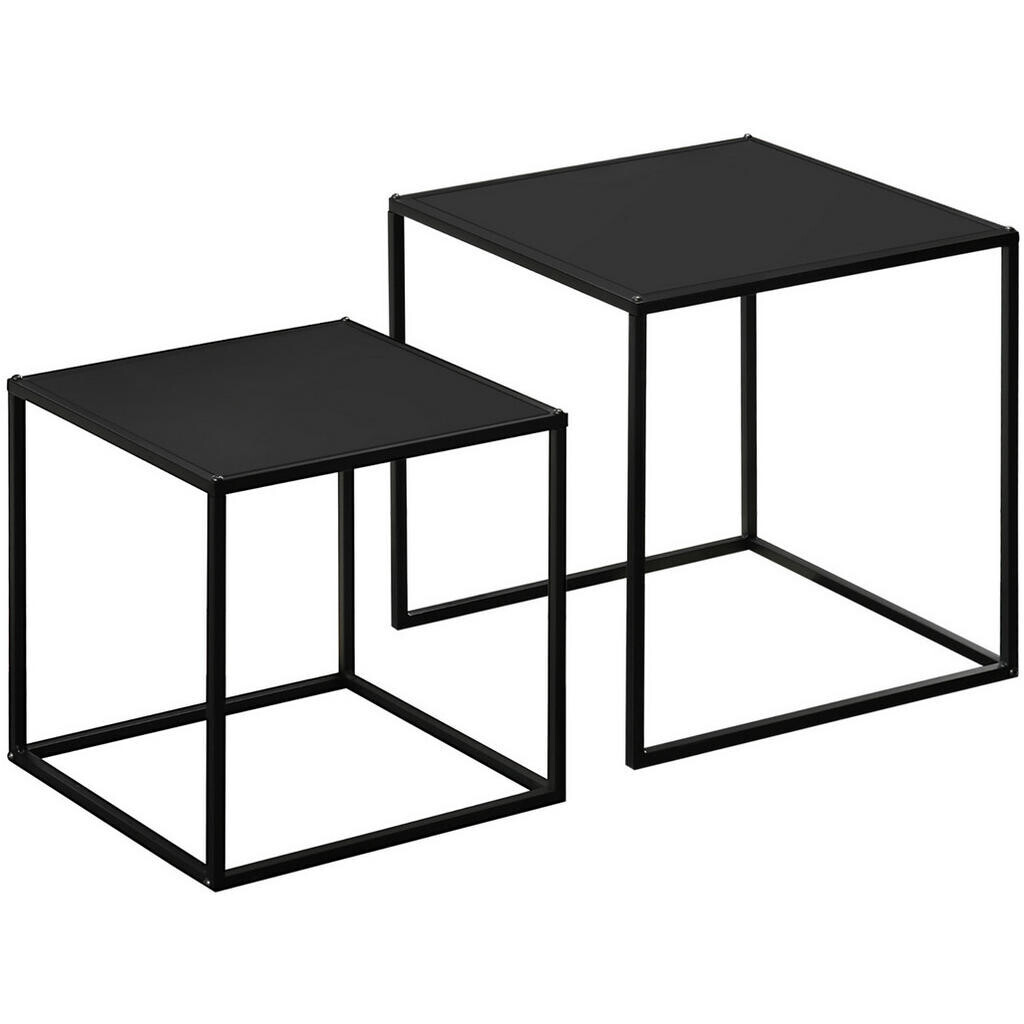 OKWISH SADA konferenčních stolků 40/40/40 cm černá z oceli v moderním provedení