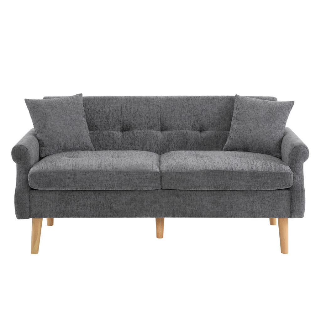 Redom DVOUMÍSTNÁ pohovka 162/74/77 cm s 15 cm sedákem a polštáři, žinylka, Šedá