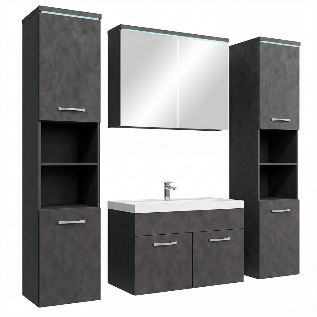 Badplaats KOUPELNOVÁ SESTAVA Paso LED 5 díly tmavě šedá - 80 x 40 x 55 cm