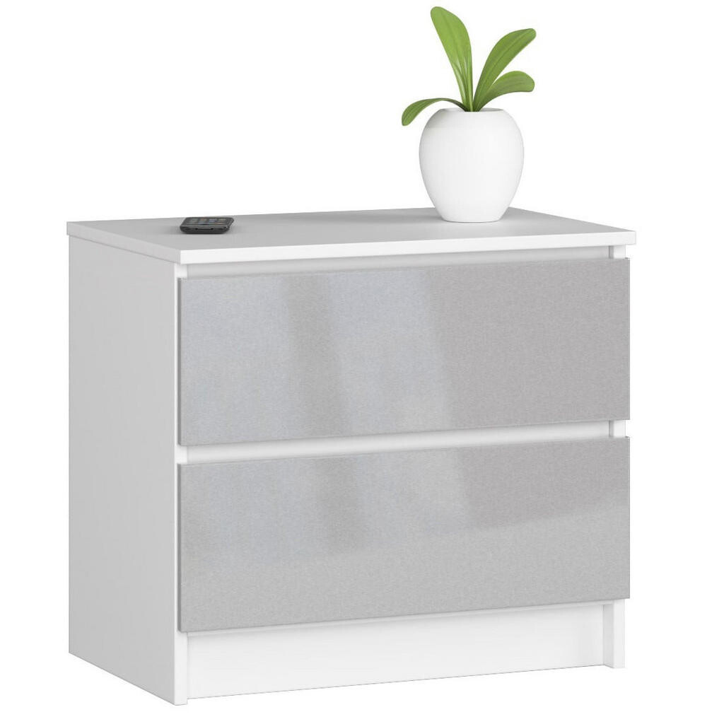 RAUMHIRSCH FURNITURE KOMODA bílá, metalický lesk 55/60/40