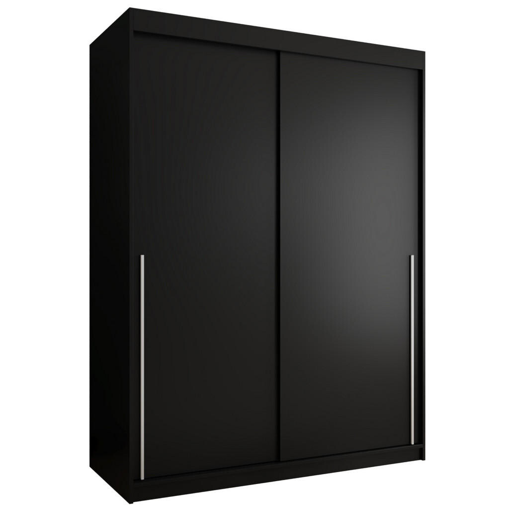 Home Collective ŠATNÍ SKŘÍŇ S POSUVNÝMI DVEŘMI 150 cm šířka, černá se stříbrným úchytem