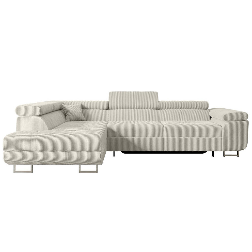 ALTDECOR ROHOVÁ SEDACÍ SOUPRAVA s funkcí lůžka a úložným prostorem GUSA-L 272x202x107 cm krémový manšestr