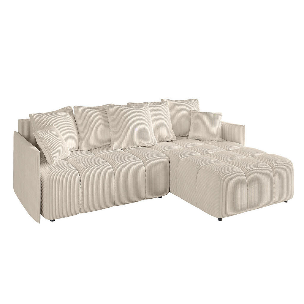 ALTDECOR ROHOVÁ SEDACÍ SOUPRAVA s otomanem vpravo LONLI-L 251x189x68, béžový manšestr