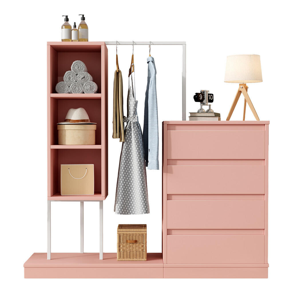 FLIEKS ŠATNÍ SKŘÍŇ 140 cm Růžová Set Komoda Tyč Moderní