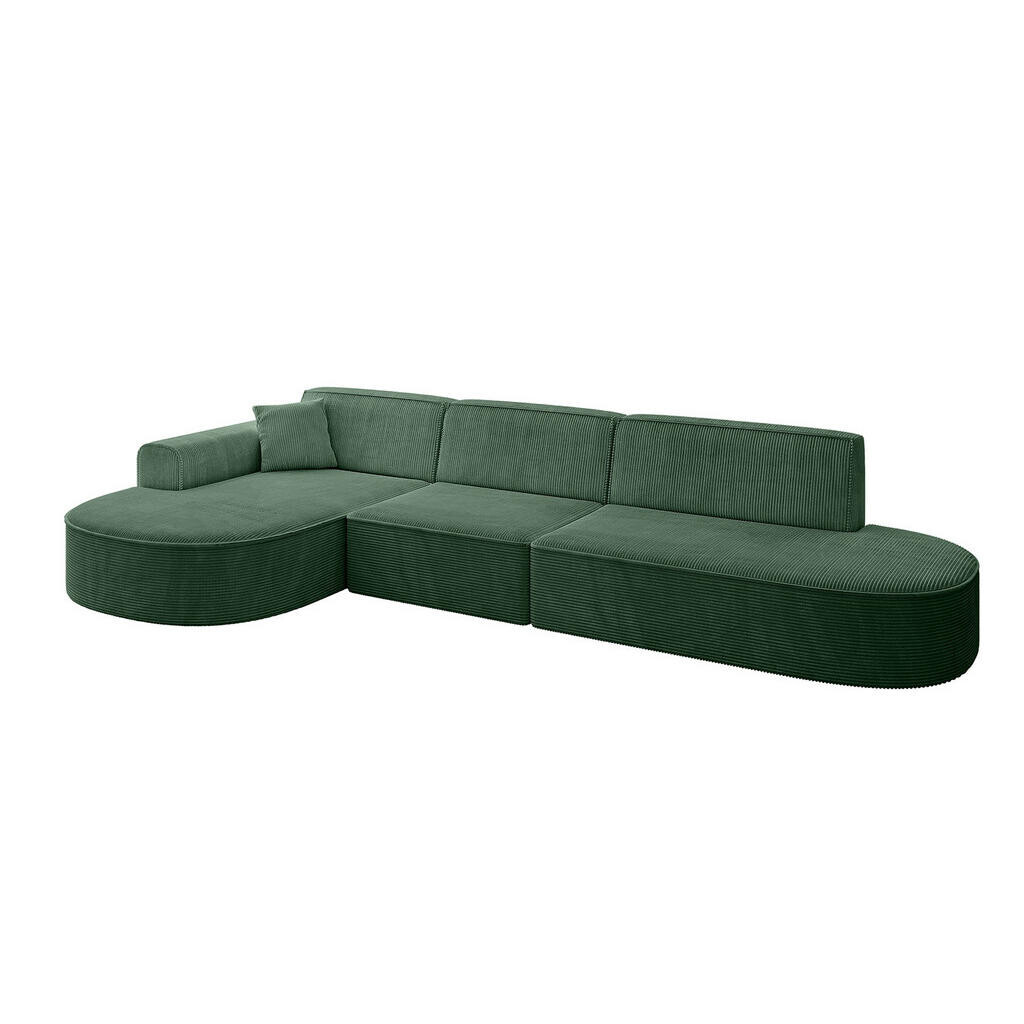 ALTDECOR ROHOVÁ SEDACÍ SOUPRAVA s otomanem vlevo MARI-L2 – 328 × 171 × 79 cm, zelený manšestr