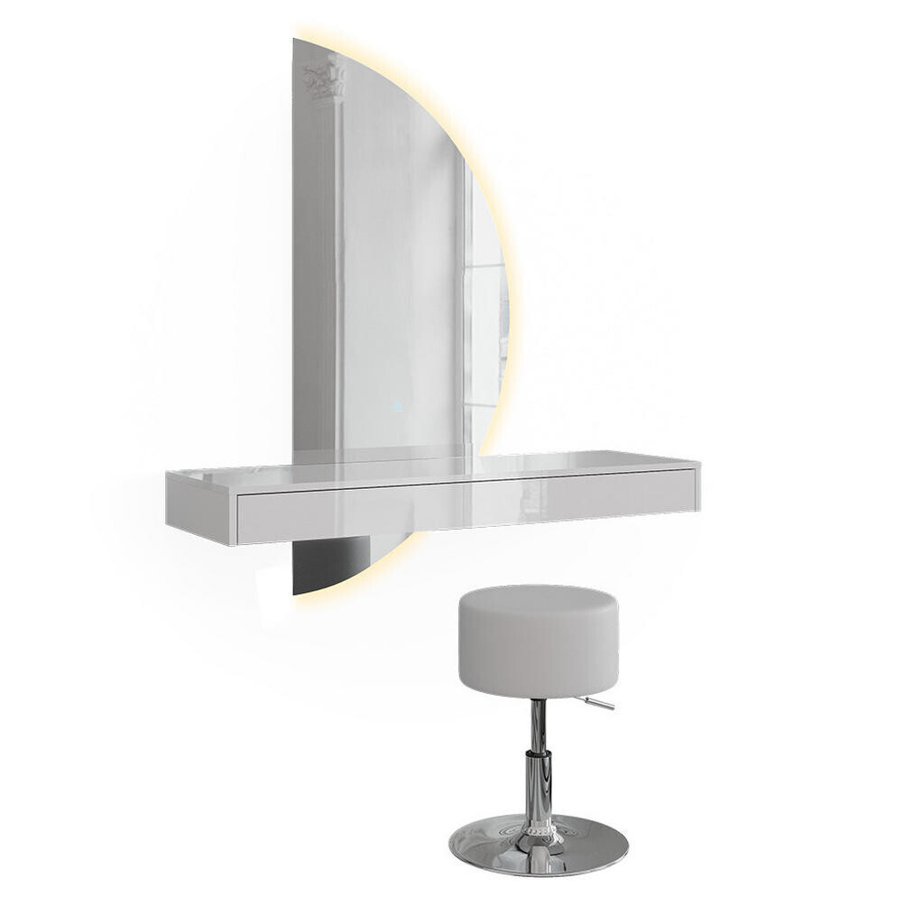 Vicco TOALETNÍ STOLEK Sherry, Bílá vysoký lesk, 100 cm se zrcadlem LED a stoličkou