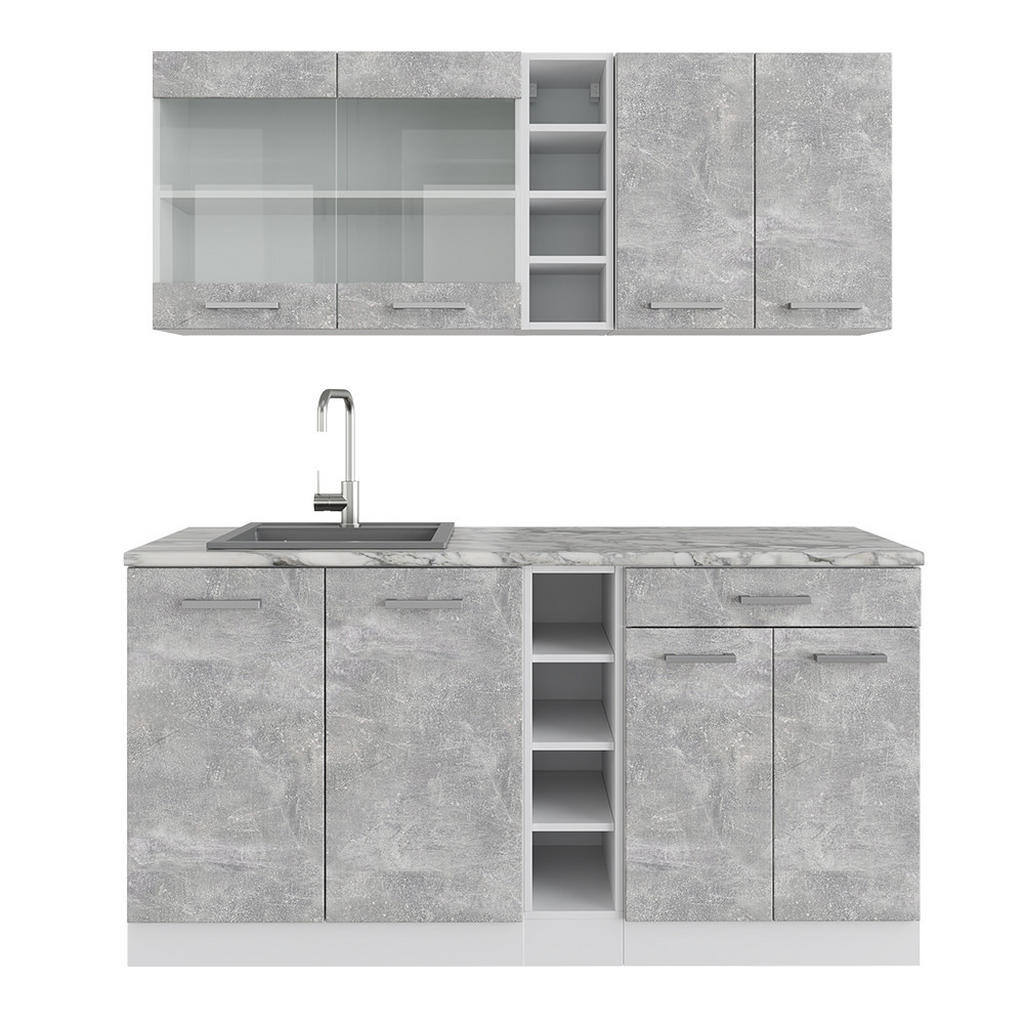 Vicco JEDNOTKOVÁ KUCHYNĚ R-Line Beton/bílá 160 cm s pracovní deskou