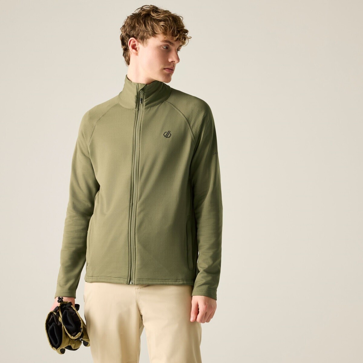 Pánská funkční mikina dare2b fuse up full zip khaki m