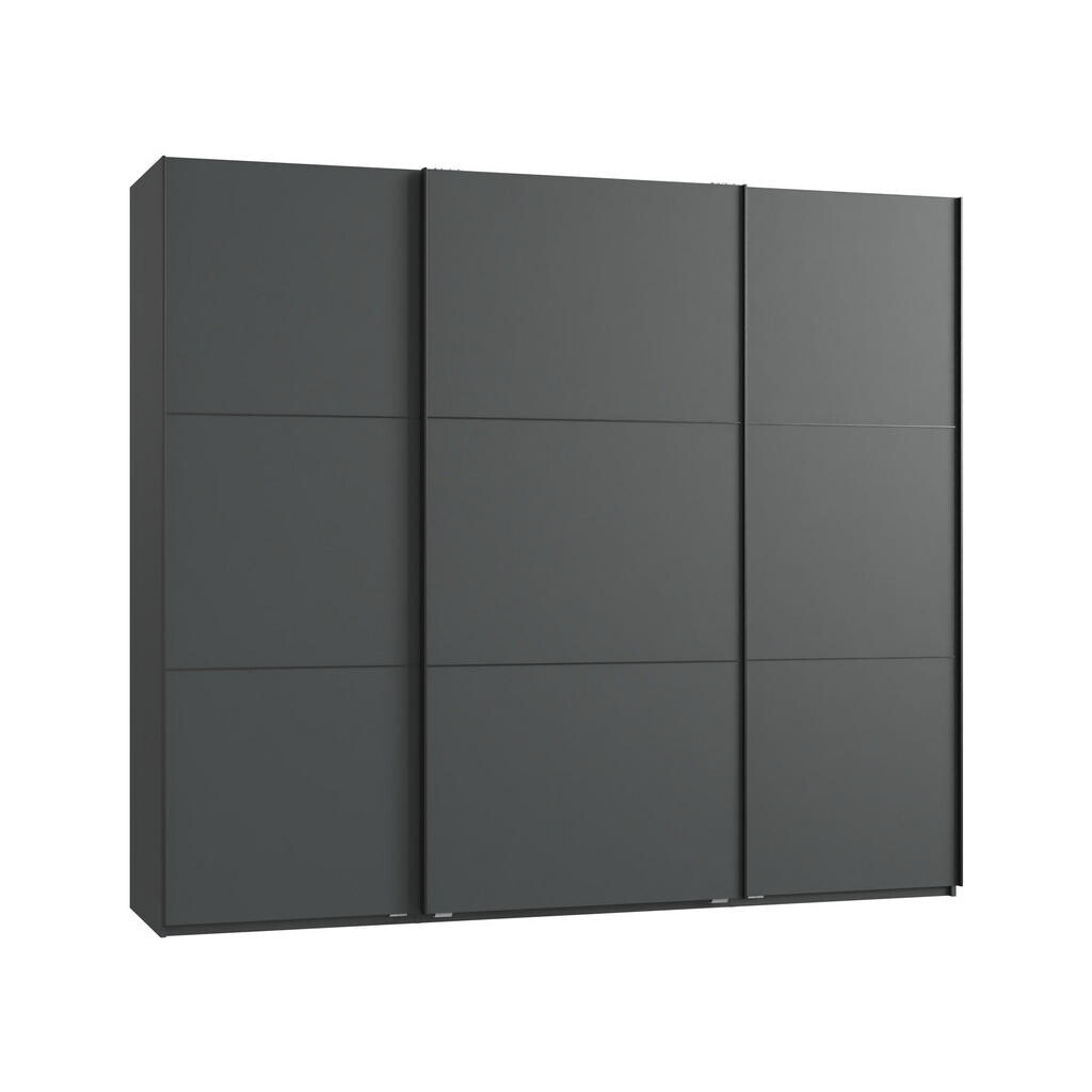 luma-home SKŘÍŇ S POSUVNÝMI DVEŘMI, 3dveřová, šířka 250 cm, výška 216 cm, hloubka 65 cm, v antracitové barvě, včetně kompletního vybavení / 22012