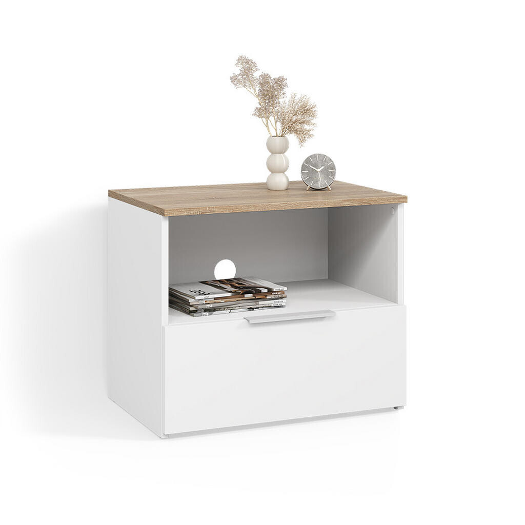 Livinity® NÍZKÝ NÁBYTEK POD TELEVIZI Piave Bílá/Sonoma 60 x 50 cm se zásuvkou