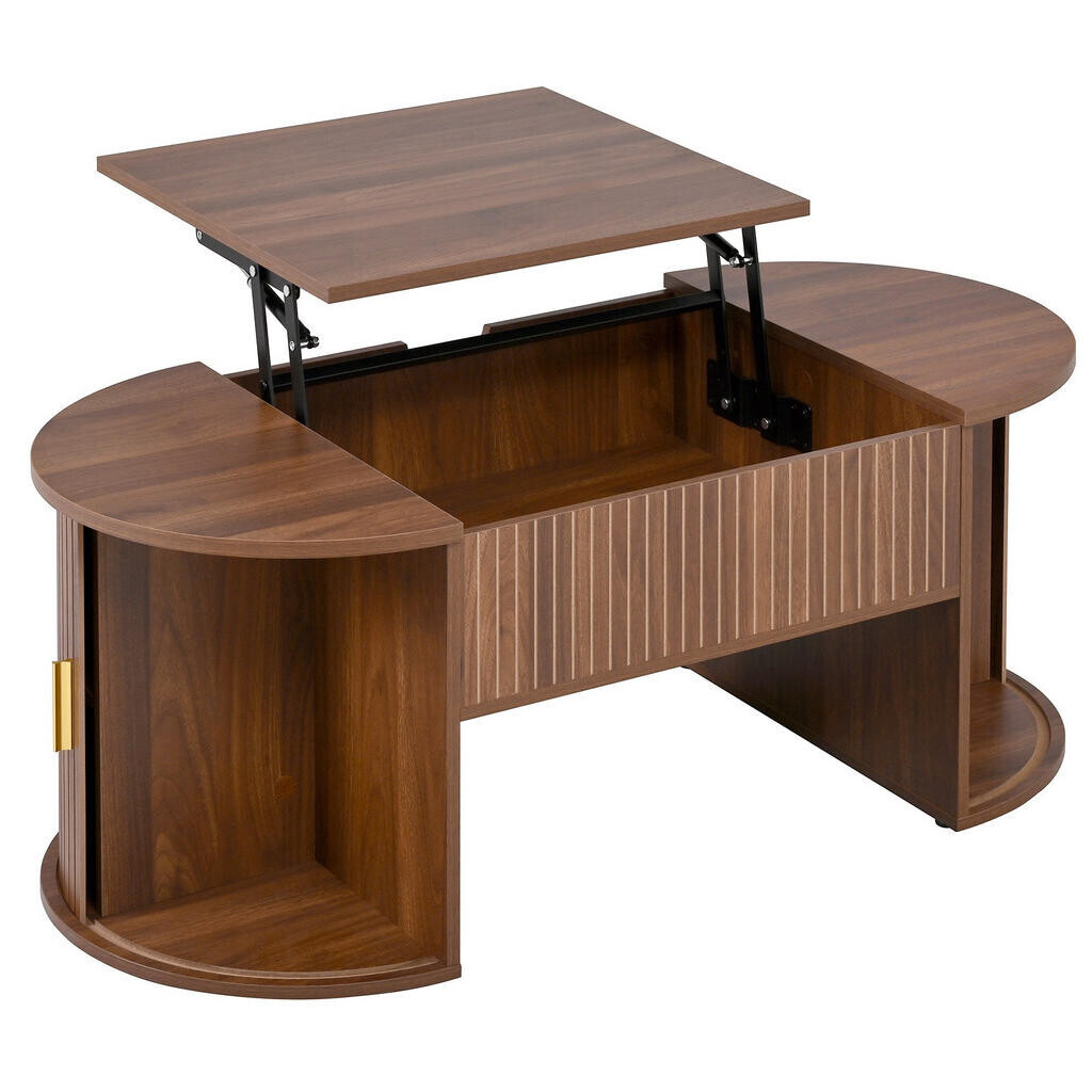 OKWISH KONFERENČNÍ stolek 100/50/40,5 cm ořechová z MDF s výškově nastavitelnou deskou
