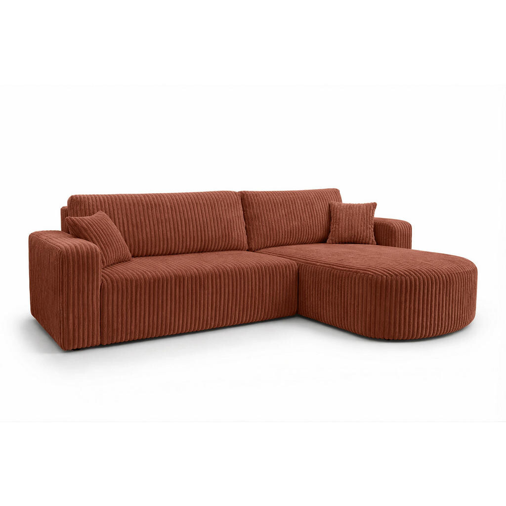 Kaiser Möbel ROHOVÁ SEDAČKA s funkcí spaní, manšestrová tkanina Tilia, Měděná, Pravá strana, ROUND ONE XL