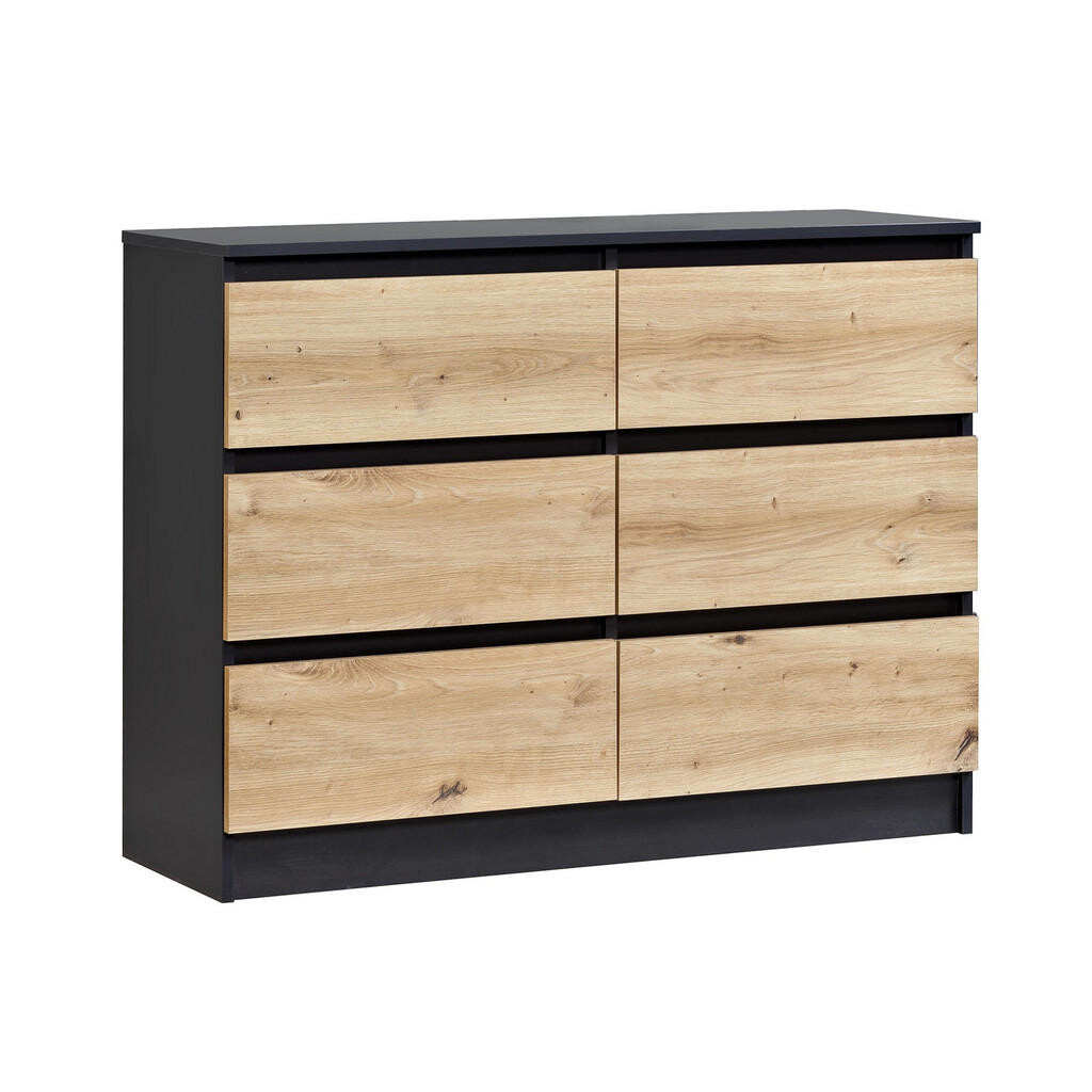 Home Collective KOMODA se 6 zásuvkami, šířka 95 cm, v antracitovém dubovém provedení