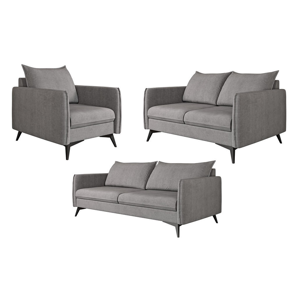 S-Style SEDACÍ SOUPRAVA 3+2+1 Pulse ze šedého luxusního mikrovlákna
