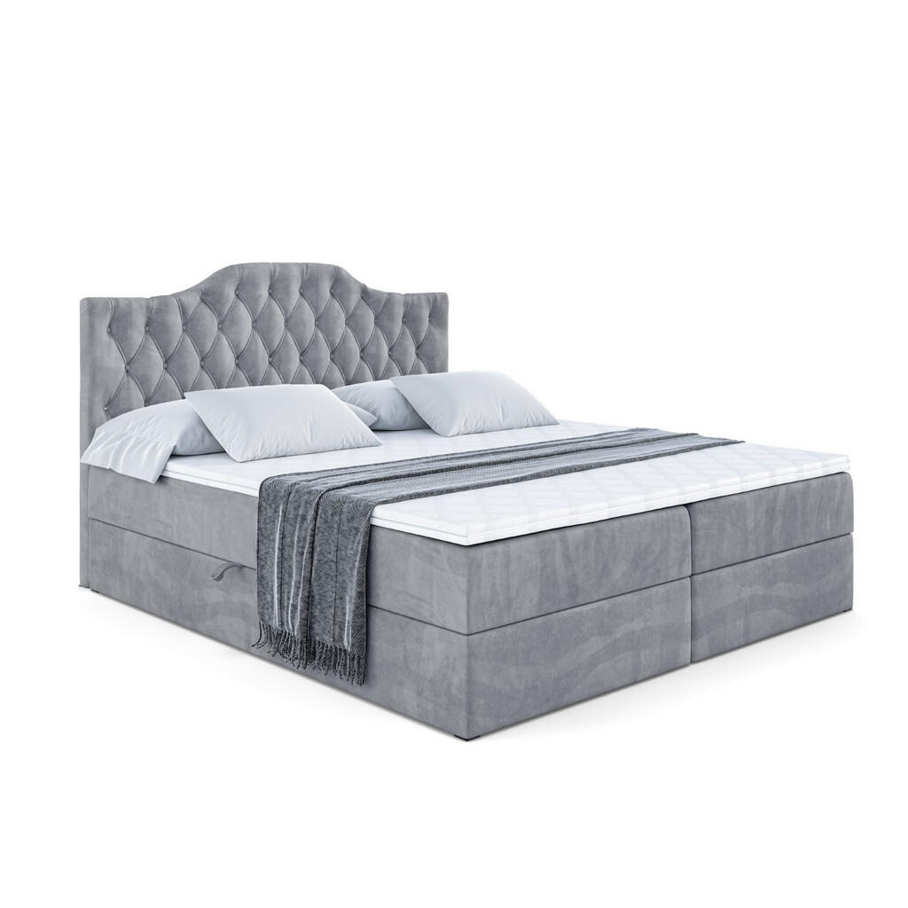 ALTDECOR AMERICKÁ postel s matrací H4 a roštem – VILA-1 – 160 × 200 cm – H4 – šedá