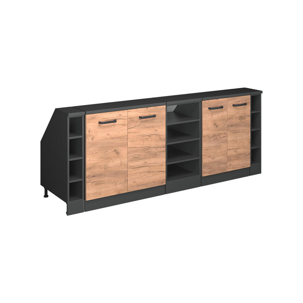 Vicco KUCHYŇSKÁ SKŘÍŇKA POD ŠIKMOU STŘECHU R-Line Zlatý mocný dub 210 cm Sada 5 korpusů skříně hloubka 60 cm