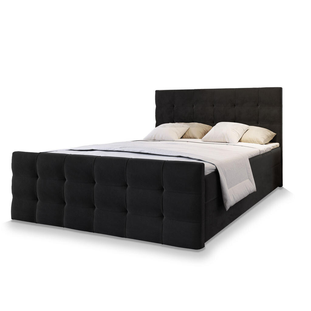 MASSENO AMERICKÁ POSTEL AMON 180x200 cm, s matrací a úložným prostorem, černá