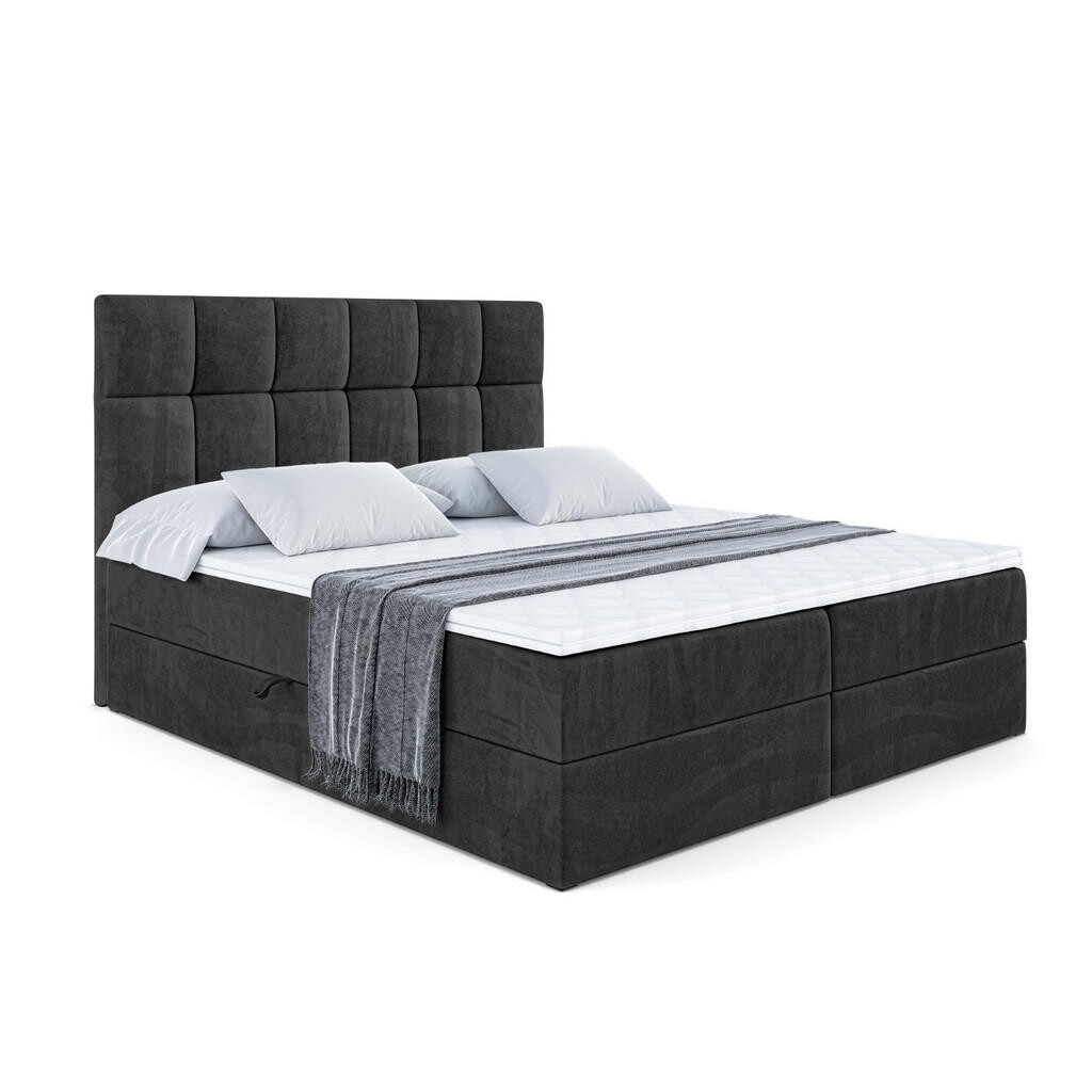 ALTDECOR AMERICKÁ postel s matrací H3 a lamelovým roštem – RICAR – 180 x 200, černá