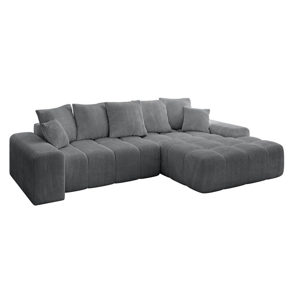 ALTDECOR ROHOVÁ SEDACÍ SOUPRAVA s otomanem vpravo ENSI-L - 267x164x69 cm tmavě šedá