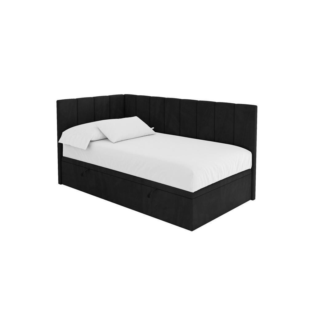 ALTDECOR JEDNOLŮŽKOVÁ POSTEL pro mládež s úložným prostorem vpravo, s matrací - LOVY 80x200 černá