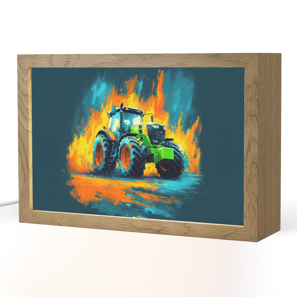 OnlyWow NOČNÍ LAMPIČKA Abstrakt - Traktor - Zelený 30x20 cm