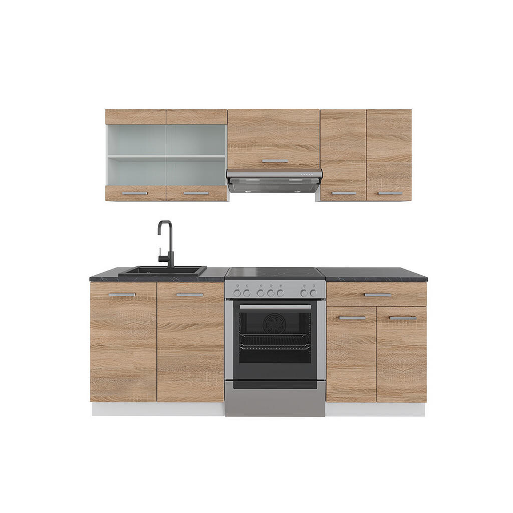 Vicco KUCHYŇSKÝ KOUT R-Line Sonoma/bílá 200 cm , PD Antracit