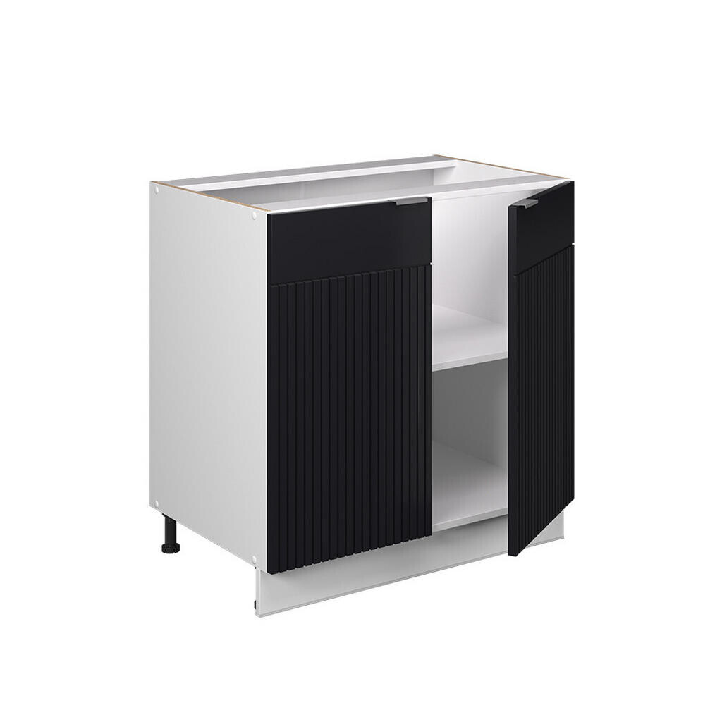 Vicco SPODNÍ SKŘÍŇKA KUCHYŇSKÉ LINKY Fame-Line, Černý pruhovaný/Bílá, 80 cm pracovná doska Dub Goldkraft
