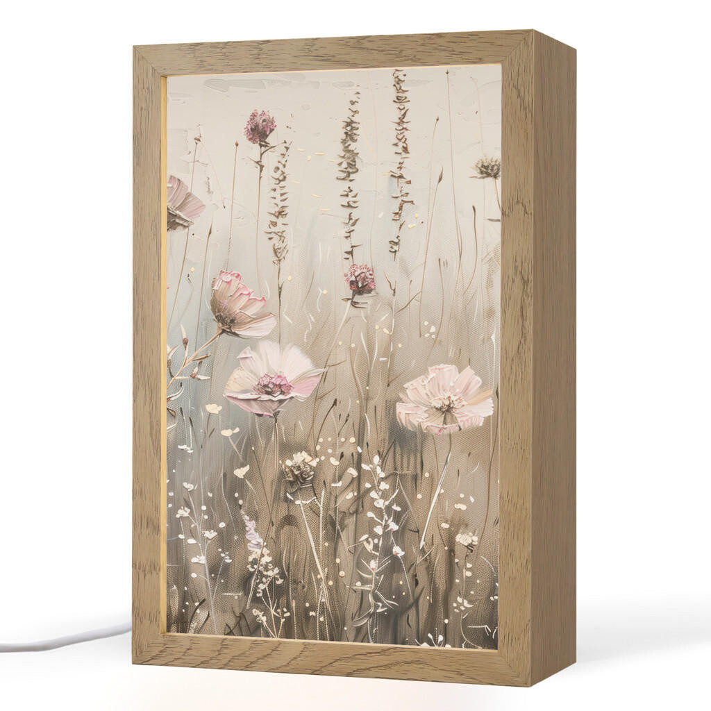 OnlyWow STOLNÍ LAMPA Květiny - růžová - moderní - béžová 20x30 cm