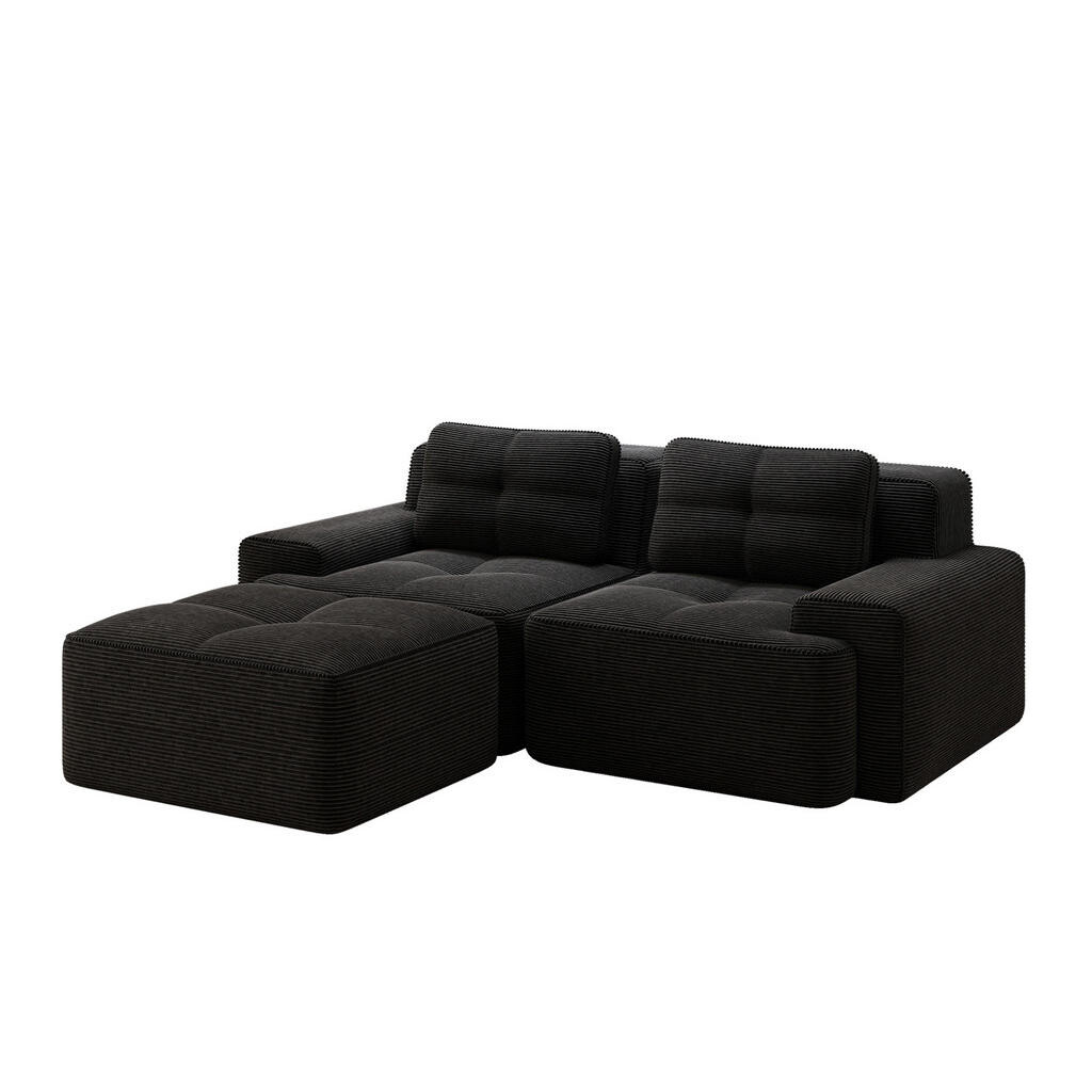 OKWISH MODULÁRNÍ sofa 74 cm černé z manšestru s hlubokým sedem