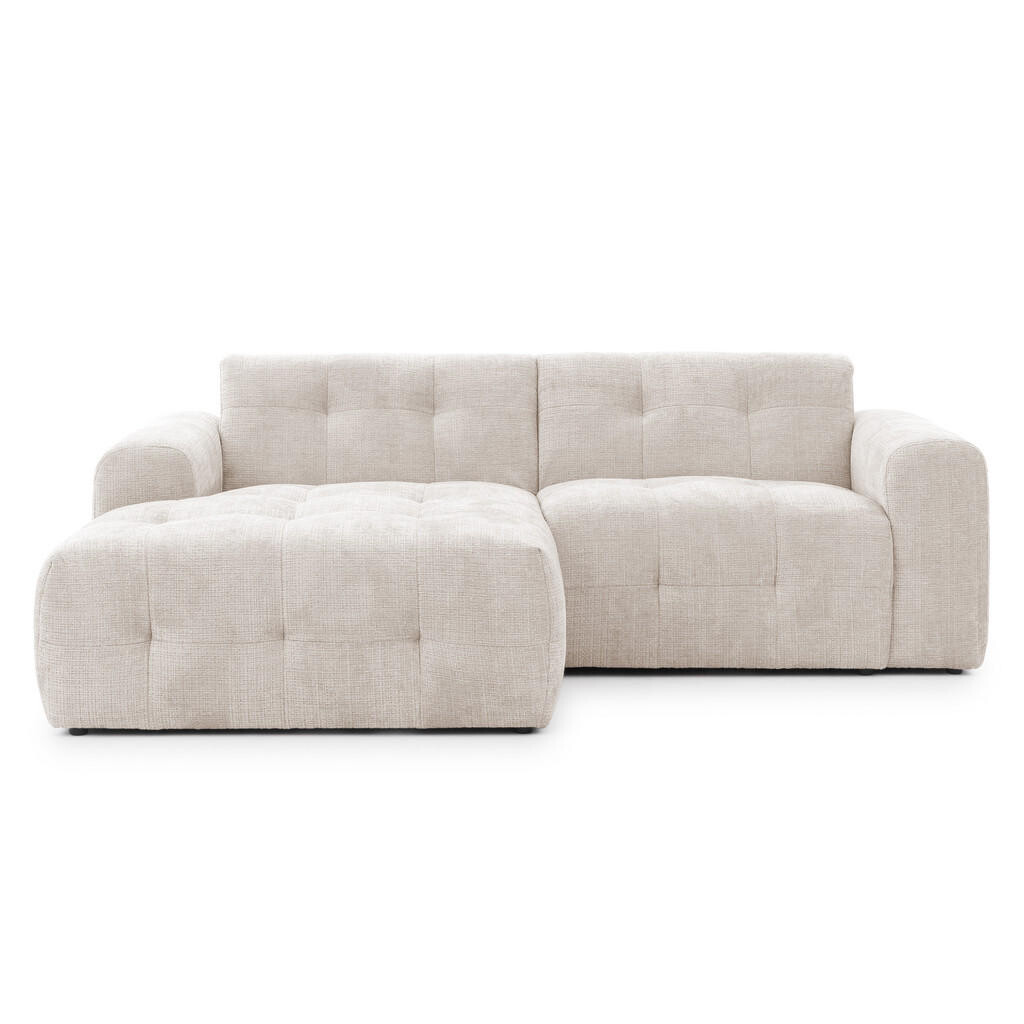 luma-home ROHOVÁ POHOVKA s otomanem vlevo, rafinovaným prošíváním, vlnovým pružením, Š234/H161/V79 cm, potah ze ženilky v béžové barvě / 21036