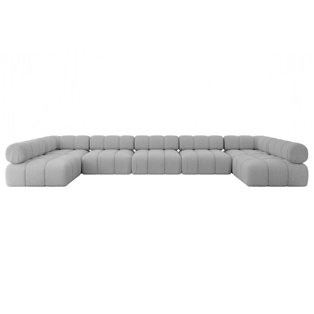 ALTDECOR SEDACÍ SOUPRAVA modulární pohovka Garvo-U3 – 475 × 190 × 70 cm světle šedá buklé