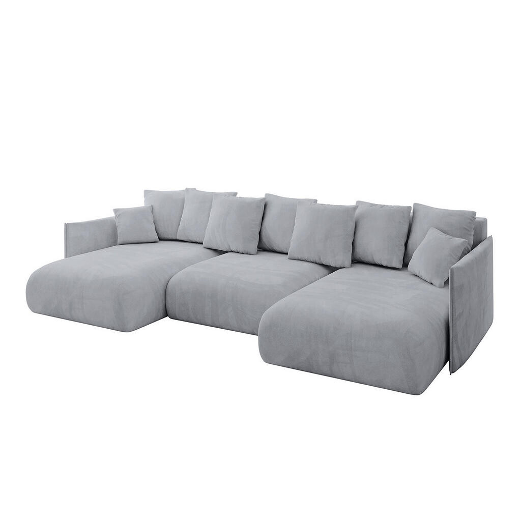 ALTDECOR SEDACÍ SOUPRAVA s funkcí lůžka a úložným prostorem pod postelí ONESK-U 317x177x72 světle šedý velur