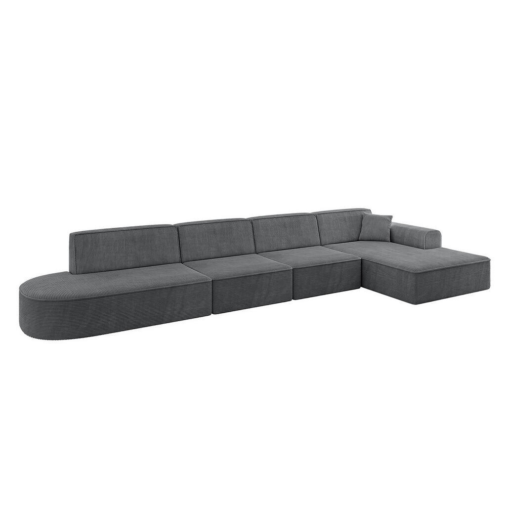 ALTDECOR ROHOVÁ SEDAČKA s otomanem vpravo IREA-L3-v3 – 412 × 165 × 77 cm tmavě šedá