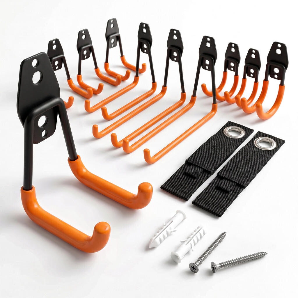Relaxdays HÁKY Černá Oranžová 12dílná-sada s pásky na kabely