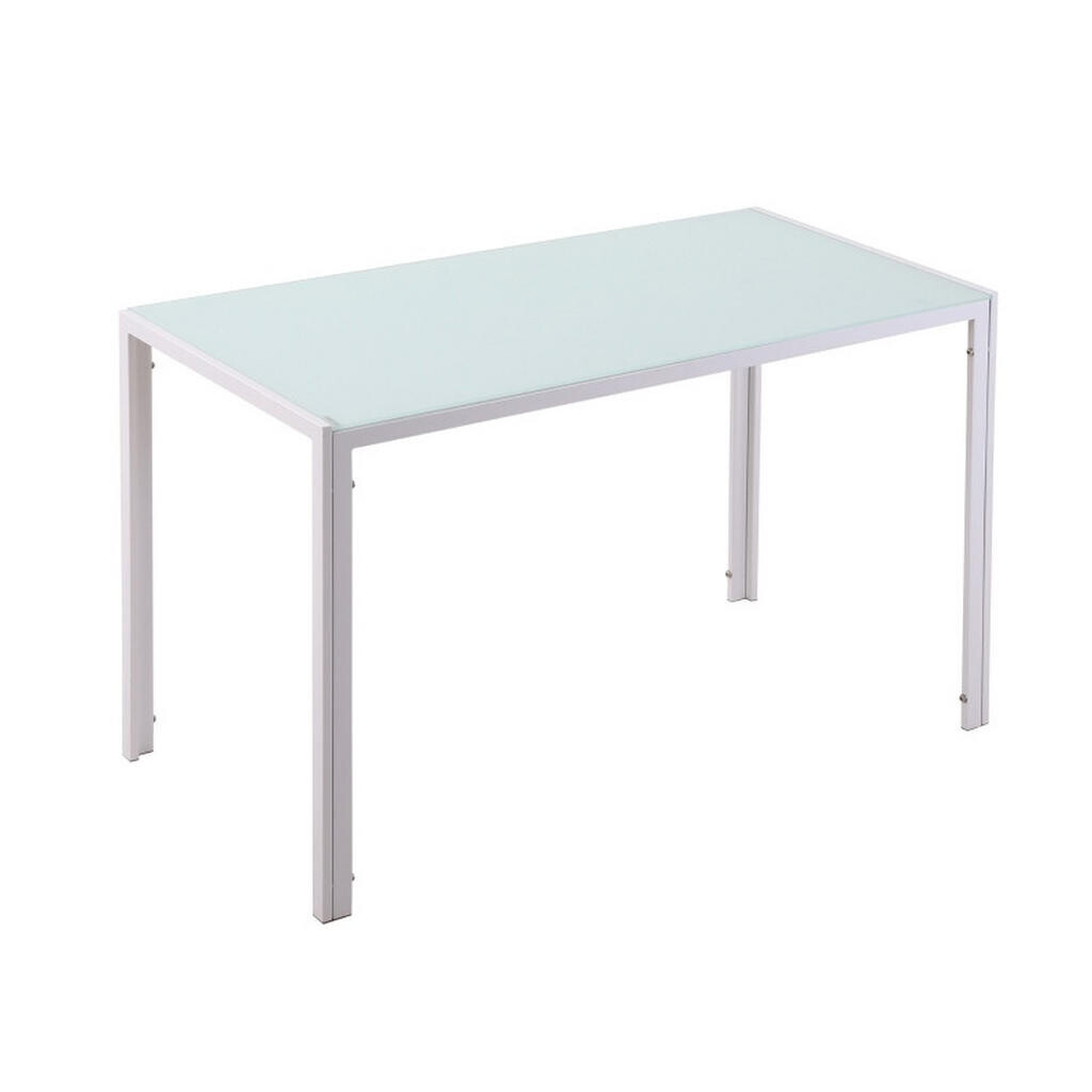 OKWISH JÍDELNÍ stůl 120/60/75 cm bílý z kovu a tvrzeného skla pro 4 osoby