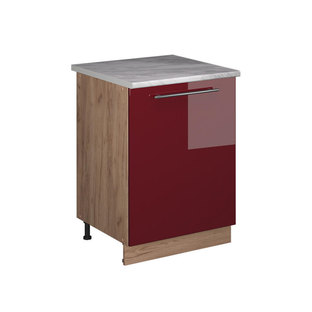Vicco SPODNÍ SKŘÍŇKA KUCHYŇSKÉ LINKY Fame-Line, Bordó červená vysoký lesk/Zlatý mocný dub, 60 cm 1 dvířka s pracovní deskou