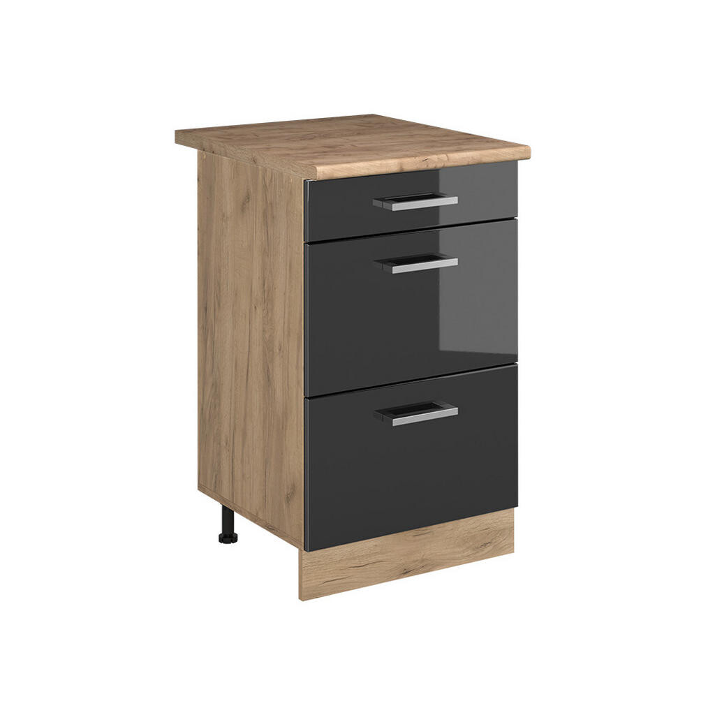 Vicco SPODNÍ SKŘÍŇKA KUCHYŇSKÉ LINKY R-Line, Antracitový vysoký lesk/Zlatý mocný dub, 50 cm pracovná doska Dub Goldkraft