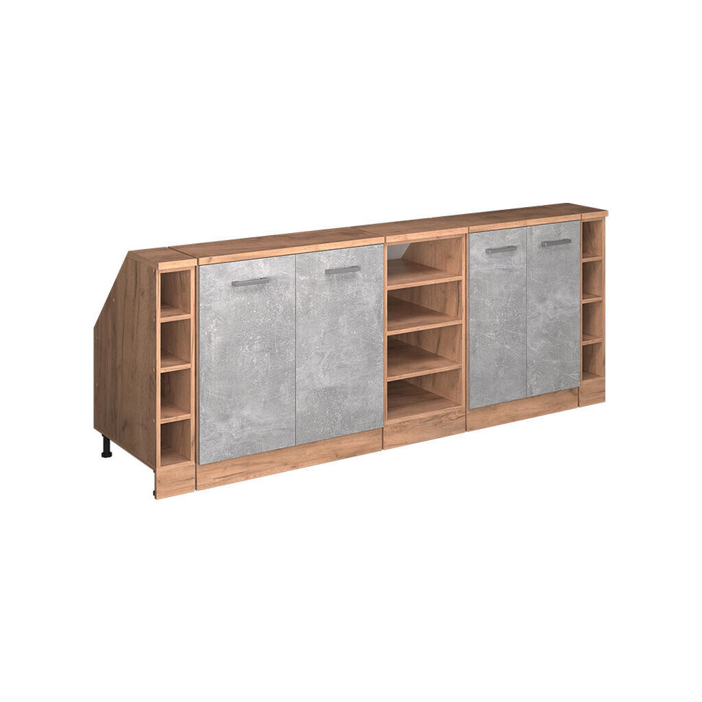 Vicco KUCHYŇSKÁ SKŘÍŇKA POD ŠIKMOU STŘECHU R-Line Beton 210 cm Sada 5 korpusů skříně hloubka 60 cm