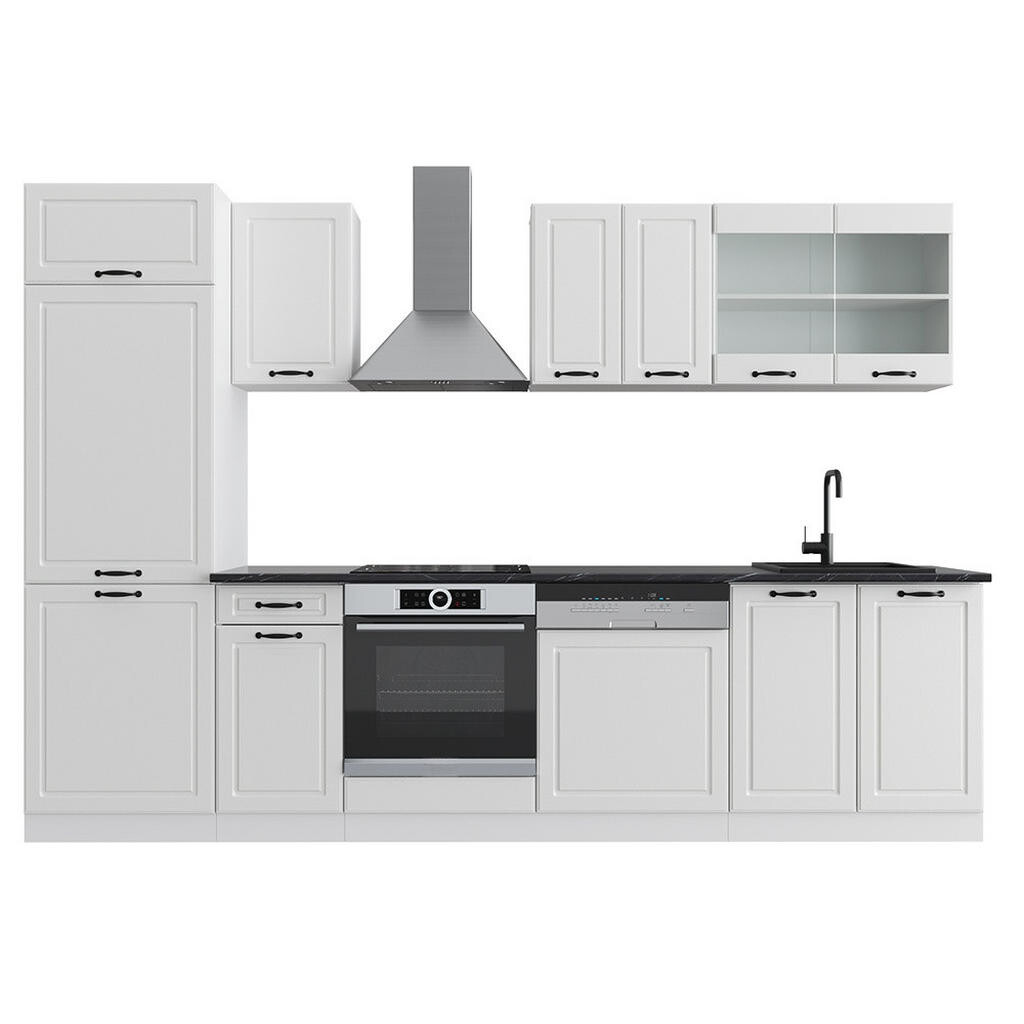 Vicco KUCHYŇSKÝ KOUT R-Line Bílý venkovský dům/bílá 300 cm , PD Antracit