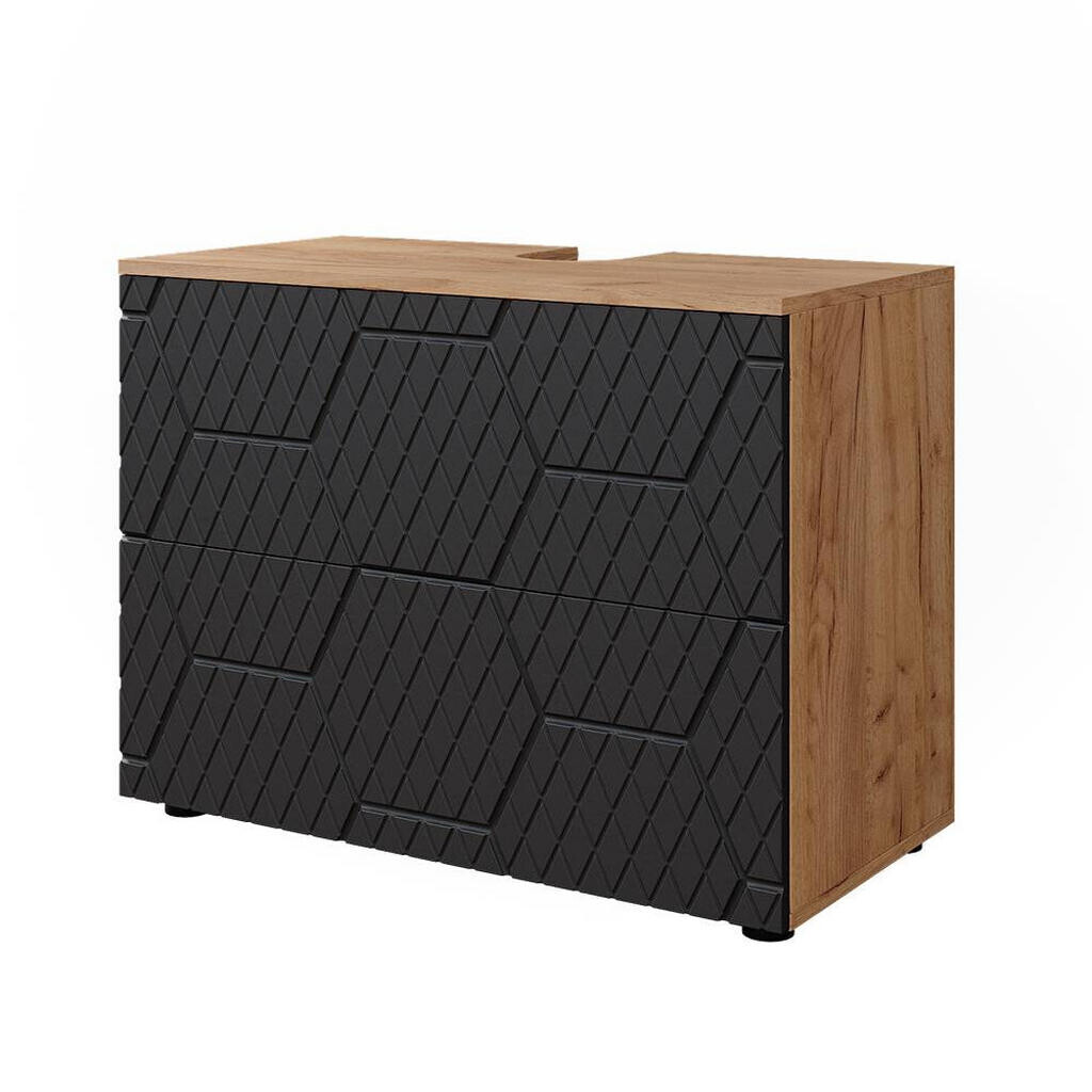 Vicco ZÁKLADNÍ SKŘÍŇKA POD UMYVADLO Irma Antracit se strukturou včelí plástve 80 x 58.6 cm se 2 zásuvkami