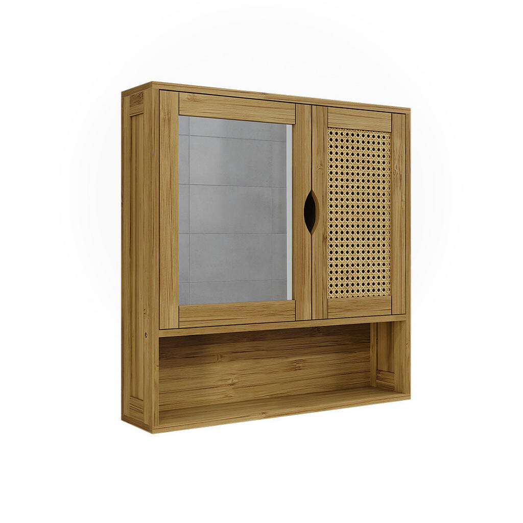 Vicco KOUPELNOVÁ SKŘÍŇKA SE ZRCADLEM Liora Bambus 56 x 58 cm se zrcadlem