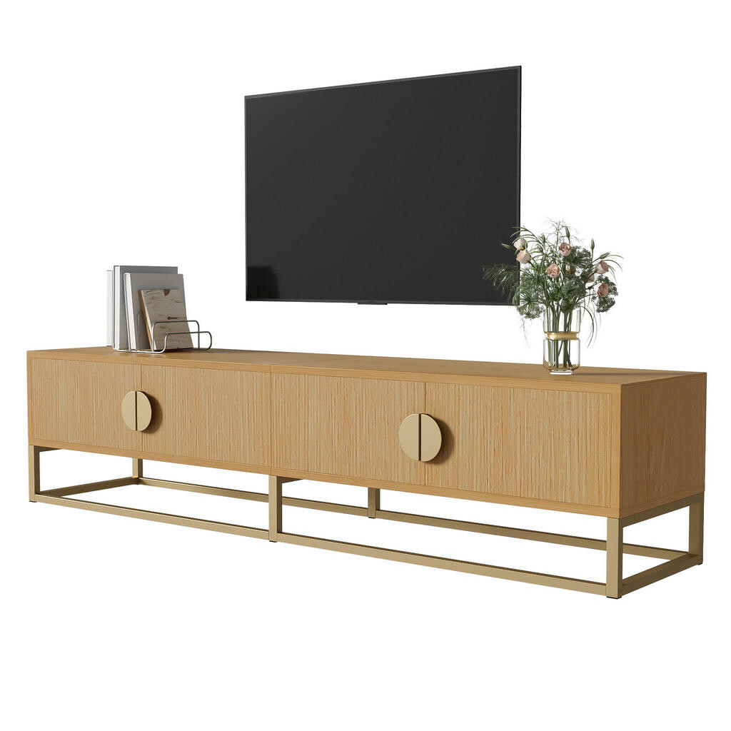 Redom TV stolek 180/40/40 cm s úložným prostorem, soft-close panty a rýhovanými dvířky, Dřevěná