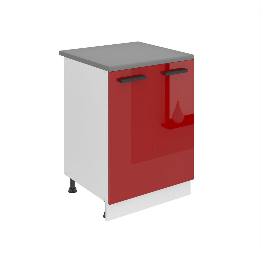 B BELINI GROUP KUCHYŇSKÁ SPODNÍ SKŘÍŇKA 60 cm SD2 s pracovní deskou, 2 dvířka, Červená lesklá