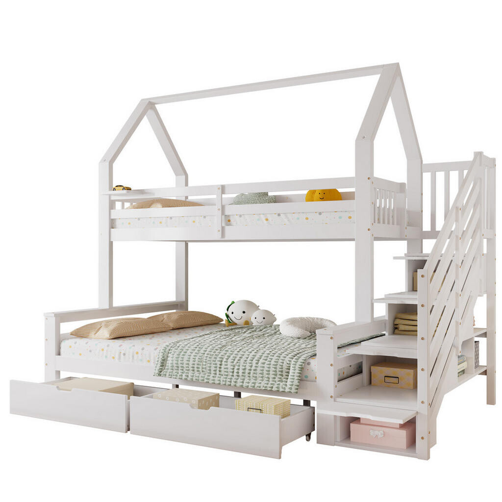 OKWISH PATROVÁ postel 90/200 cm a 140/200 cm bílá se stříškou a úložným prostorem