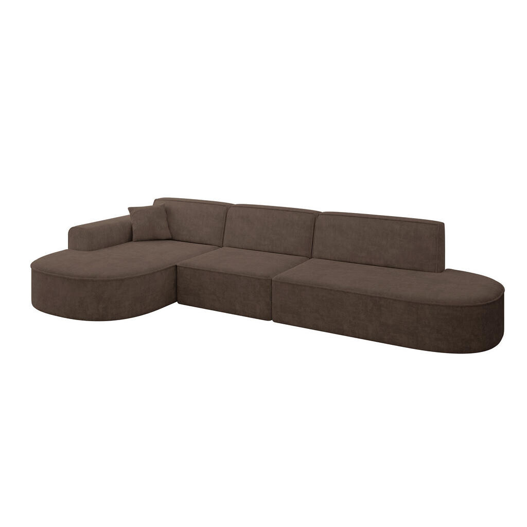 ALTDECOR ROHOVÁ SEDACÍ SOUPRAVA s otomanem vlevo MARI-L2 – 328 x 171 x 79 cm, hnědá barva, velur