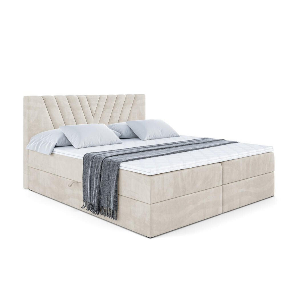 ALTDECOR AMERICKÁ postel s matrací H4 a lamelovým roštem – ERNINA – 180 × 200 cm – H4 – ecru