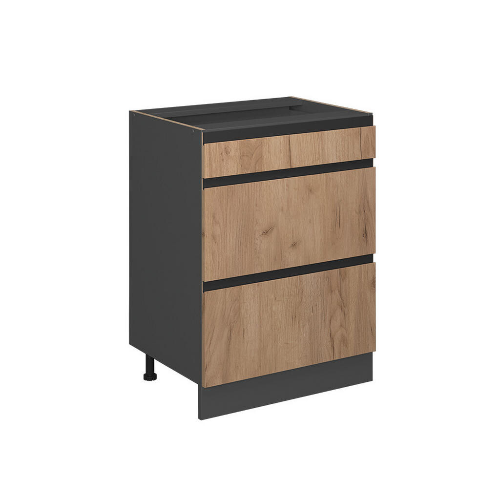 Vicco SPODNÍ SKŘÍŇKA KUCHYŇSKÉ LINKY R-Line Zlatý mocný dub 60 cm Tvar J, se zásuvkami, bez pracovní desky